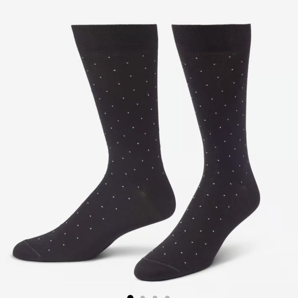 Allen Edmonds Mens Pin-Dot Cotton Dress Socks Black‎ One Size Made in Italy